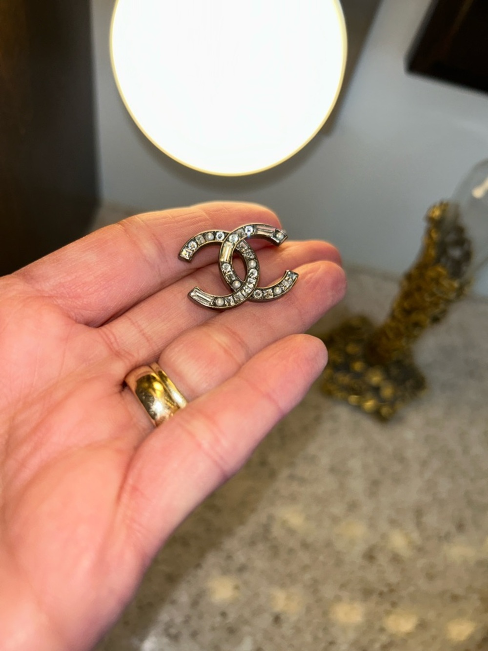 CHANEL Silver CC Crystal Logo Earrings - Picture 10 of 15